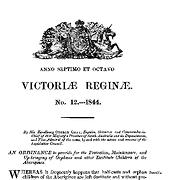 An Ordinance for the Protection, Maintenance and Upbringing of Orphans and other Destitute Children and Aborigines Act 1844